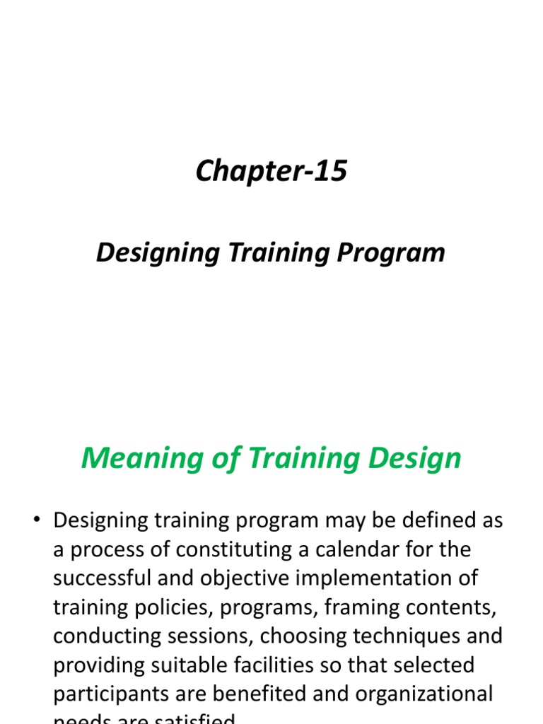 Реферат: Designing An Effective Training Program For A